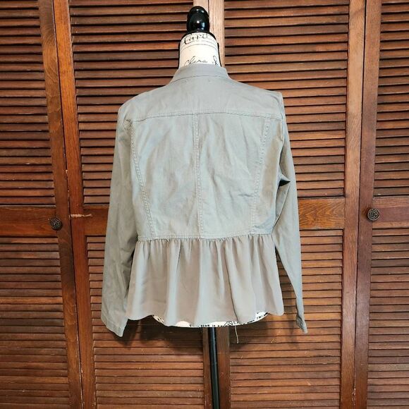 New Torrid Twill Chiffon Mix Military Peplum Jacket - Picture 4 of 12